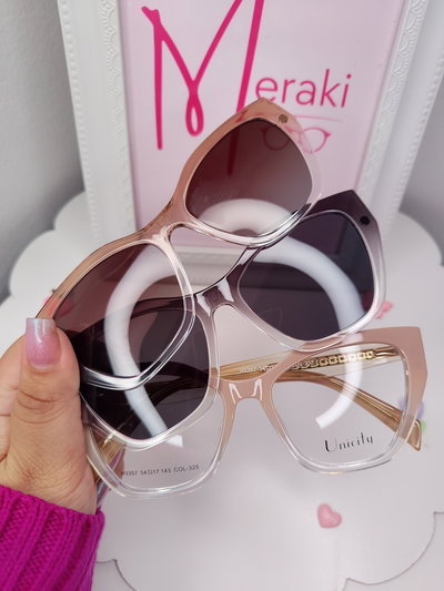 Clip on doble placa Crimson - Beige degradé