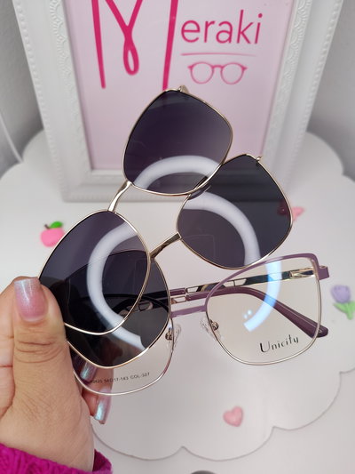 Clip on doble placa Blitz con glitter - Lila