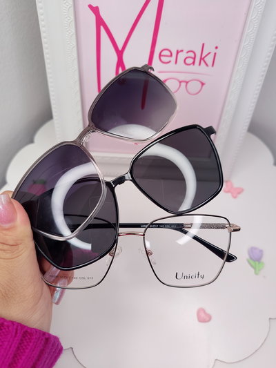 Armazón Clip on doble placa Roma - Negro