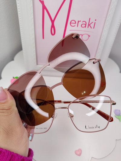 Clip on doble placa Sunset con glitter - Marrón