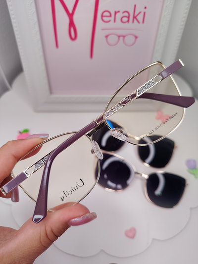 Clip on doble placa Blitz con glitter - Lila