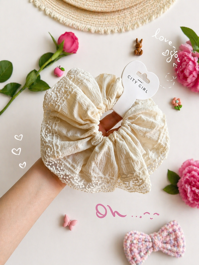 Scrunchie coquette - Beige