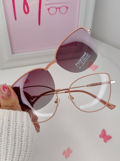 Armazón Clip on Antiblue con uv 400 Golden - Rosa