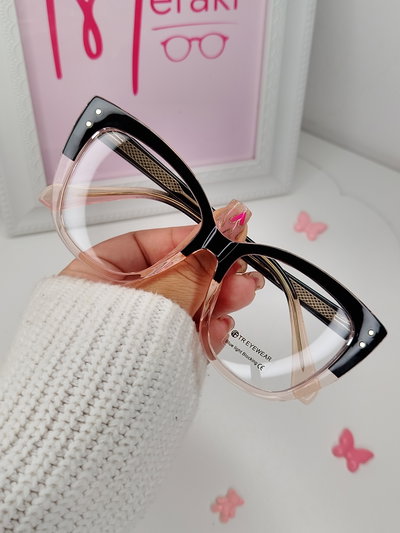 Armazón Antiblue con uv 400 Cassie - Negro degradé rosa con glitter