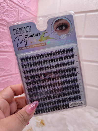 Pestañas por Punto 40P Color Mix – Black & Violet 