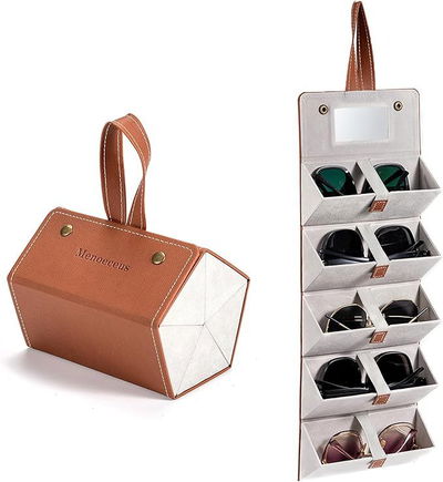 Organizador de lentes con 5 divisiones marrón 