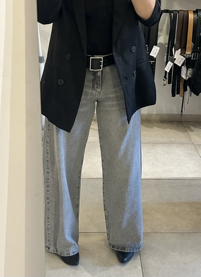 Wide Leg Grey Tiro Bajo