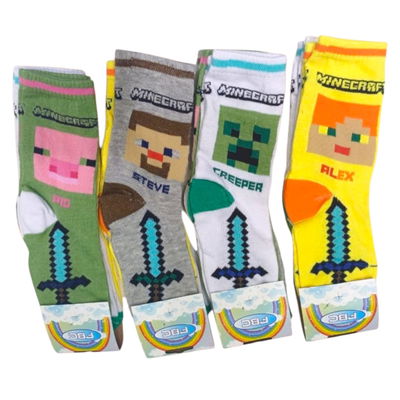 Docena medias 3/4 infantiles Minecraft