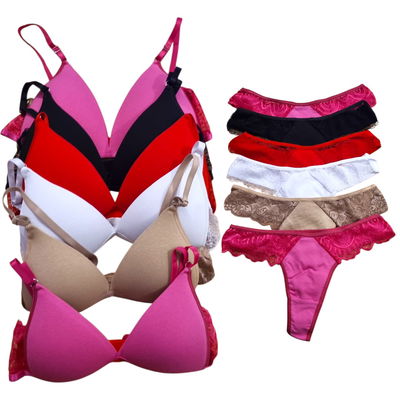 Pack x6 conjuntos algodón con encaje SURTIDOS