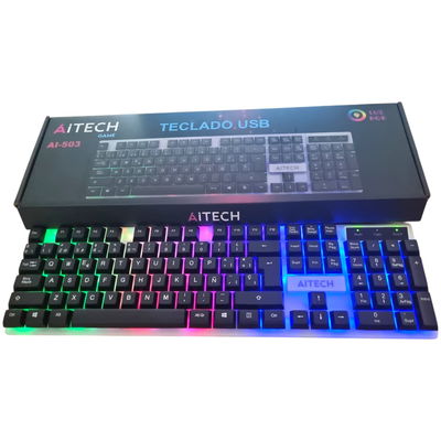 Teclado Gamer Blanco RGB Aitech AI-503 Retroiluminado USB QWERTY 