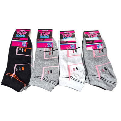 Docena soquetes TOP MUJER SURTIDO 90% ALGODÓN Talle único: abarca del 35 al 42
