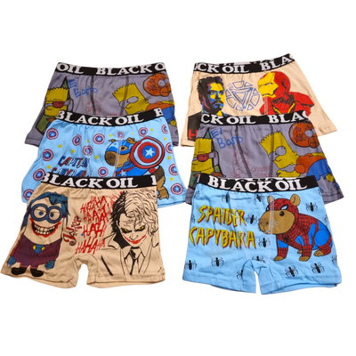 Pack x6 boxers infantil SURTIDO PERSONAJES talles 4 al 10