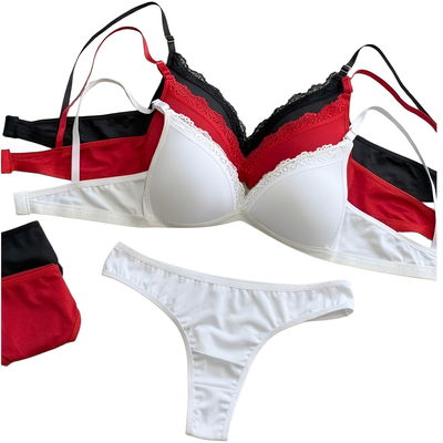 6 Conjuntos algodón con puntilla taza soft Talles SURTIDOS del 85 al 100 