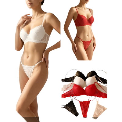 6 conjuntos de encaje con aro y colaless regulable SURTIDO