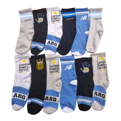 Pack x6 medias tenis adultos ARGENTINA SURTIDO Talle único: abarca del 36 al 44