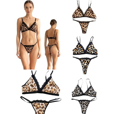 6 Conjuntos morley animal print con encaje regulable SURTIDOS del 85 al 100 