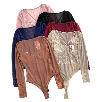 Pack x6 bodies S-mart sexy Microtrul con encaje SIN ARO SURTIDO