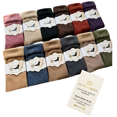 Docena surtida medias térmicas con peluchito