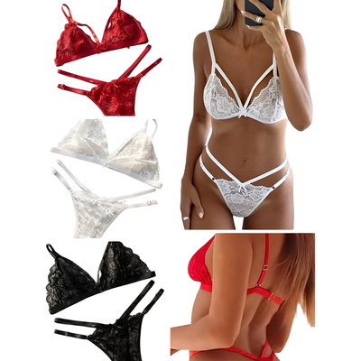 Pack x6 conjuntos Encaje con colales tira doble Talles SURTIDOS del 85 al 100