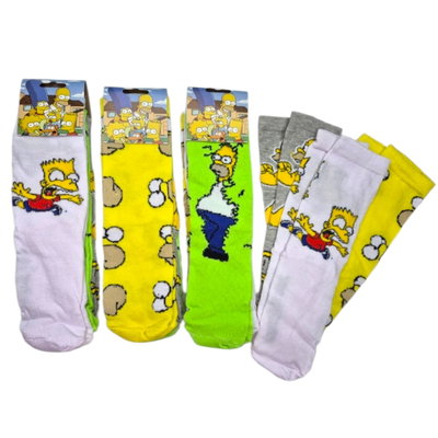Pack x6 medias infantiles Los simpsons Talle único: abarca del 26 al 33