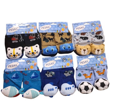 Pack x6 medias de nene con antideslizante y relieve bebé 0/12 meses SURTIDO