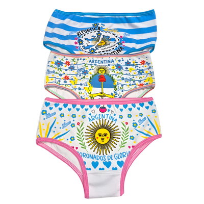 Pack x6 Bombachas nena Argentina TALLES 4 Y 6 SURTIDO