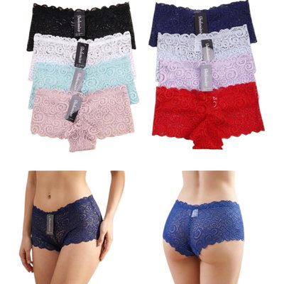 Pack x6 boxers encaje COLORES PASTELES Y TALLES SURTIDOS