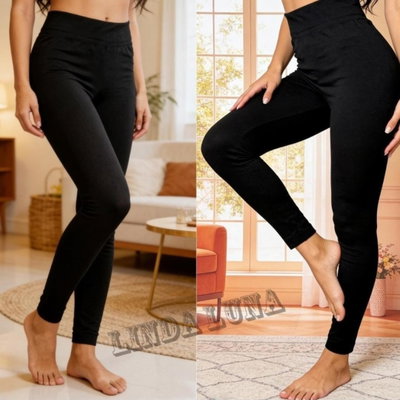Pack x6 Calzas con frisa NEGRAS Talle único M/XL