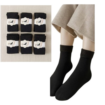Docena surtida medias térmicas con peluchito colores  NEGRO