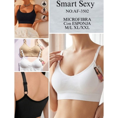 6 Corpiños Smart sexy Microfibra COLORES CLÁSICOS Y TALLES SURTIDOS del 85 al 100/105