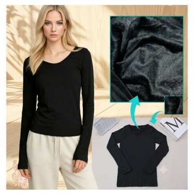 Pack x3 remeras térmicas de mujer con frisa NEGRAS SURTIDO TALLES: L AL 3XL