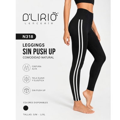 Pack x6 Calzas rayas NEGRAS SIN PUSH UP DLIRIO Talles: S/M y L/XL