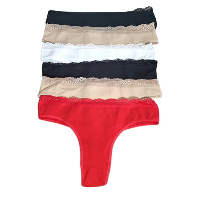Pack x6 Colaless algodón con encaje Talle único: abarca del 38 al 40/42