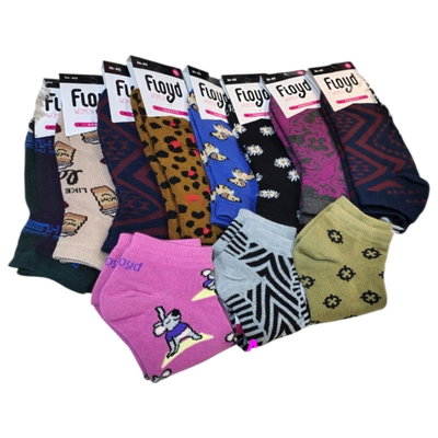 Pack x6 Soquetes mujer estampado Floyd SURTIDO Talle único: abarcan del 36 al 40