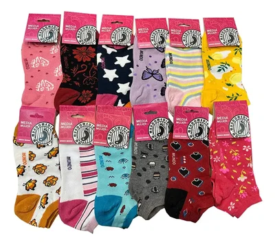 Pack x6 Soquetes mujer SURTIDO Talle único: Abarca del 38 al 40/42