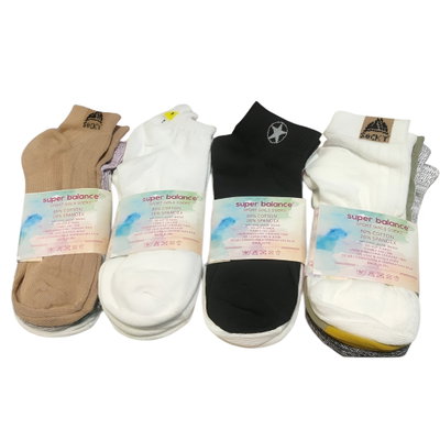 Pack x6 Soquetes mujer SURTIDO Colores y diseños Talle único: abarca del 36 al 40