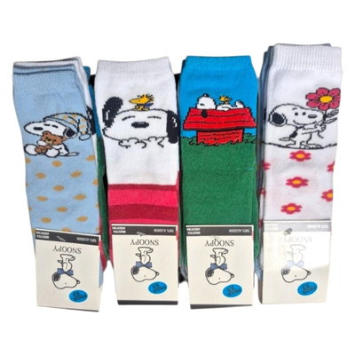 6 medias 3/4 Snoopy Infantil Talle único: abarca del 26 al 33