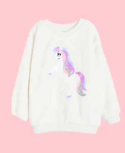 Buzo H&M unicornio lentejuelas 