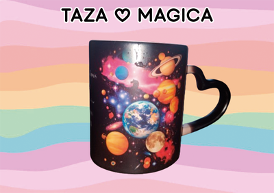 Taza de Ceramica Mágica Asa Corazón + Brillo 