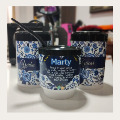 Set mate polímero yerba/azucar/mate/bombilla