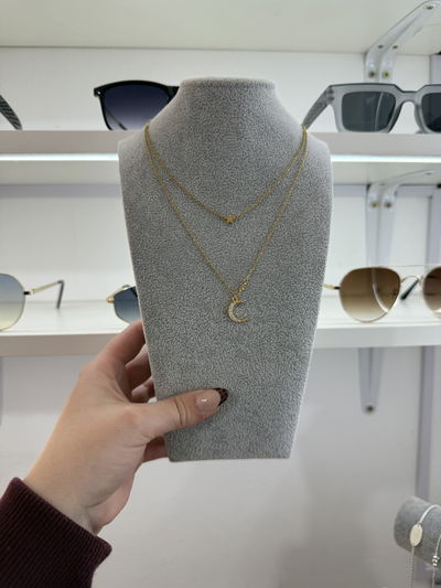 CONJUNTO LUNA Y ESTRELLA ACERO DORADO