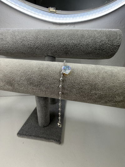 PULSERA CORAZON (17-20cm) DE ACERO BLANCO 