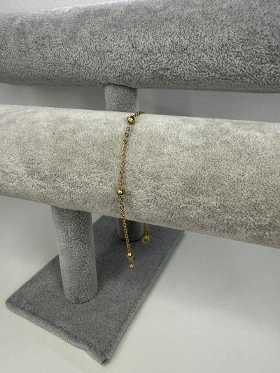 PULSERA CON BOLAS  ACERO  DORADO 19cm