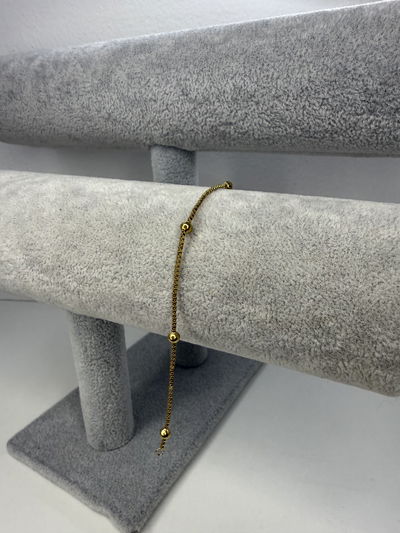 PULSERA VENECIA CON BOLAS  ACERO  DORADO 18 cm