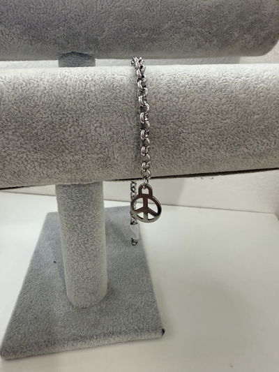 PULSERA ROLO CON DIJE SIGNO ACERO QUIRÚRGICO (20CM)