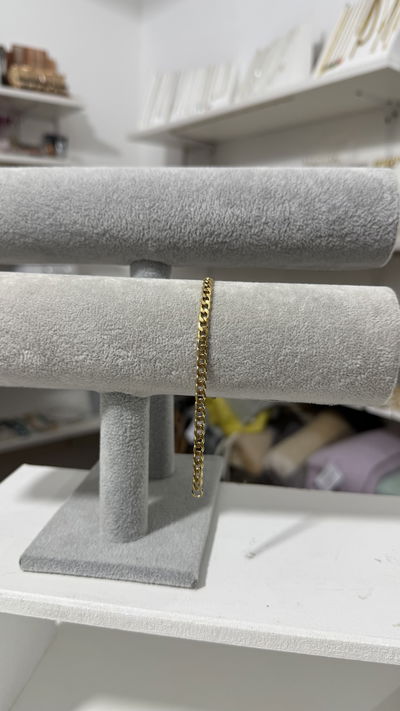 PULSERA FIGARO ACERO DORADO 18 CM