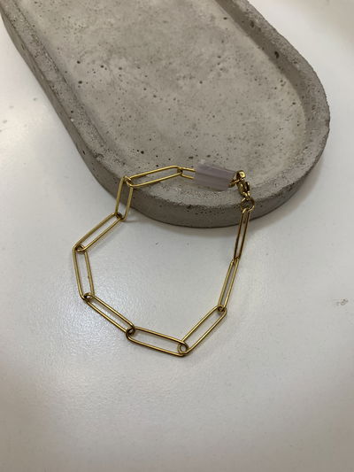 PULSERA LINKS ACERO DORADO (19 CM) 5 MM