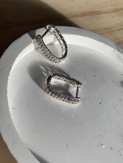ARGOLLAS FULL STRASS ÓVALO ACERO BLANCO