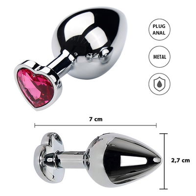 Plug fucsia s: Joya Anal small Con Gema fucsia En Forma De Corazon