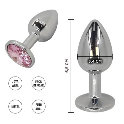 Plug rosa s: Joya anal metálica tamaño small tamaño small